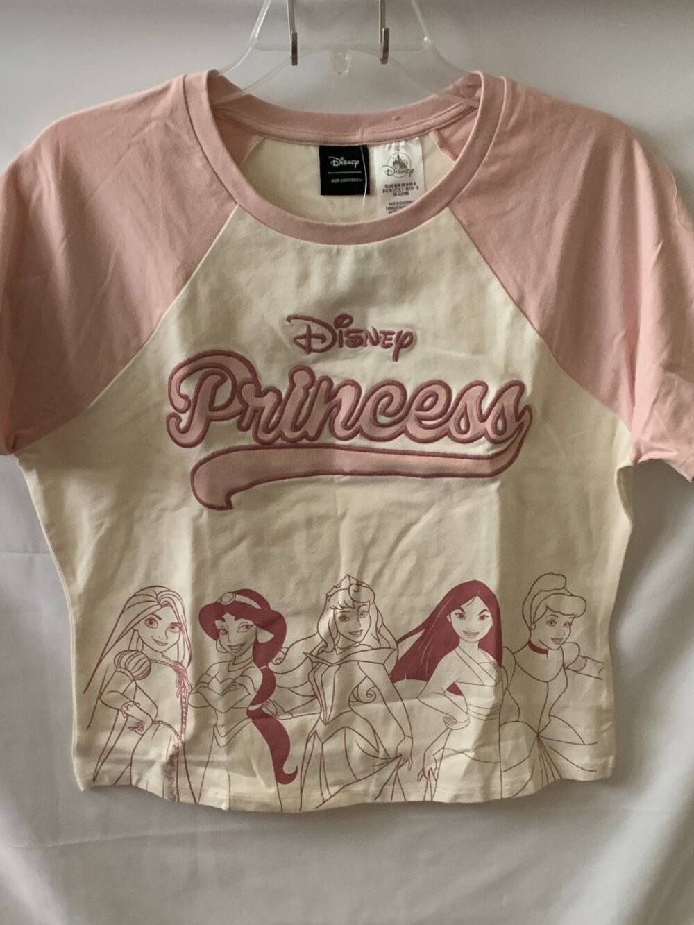 DISNEY X HER UNIVERSE Princess Cropped Tee in Faded Pink/Ivory Sz MEDIUM